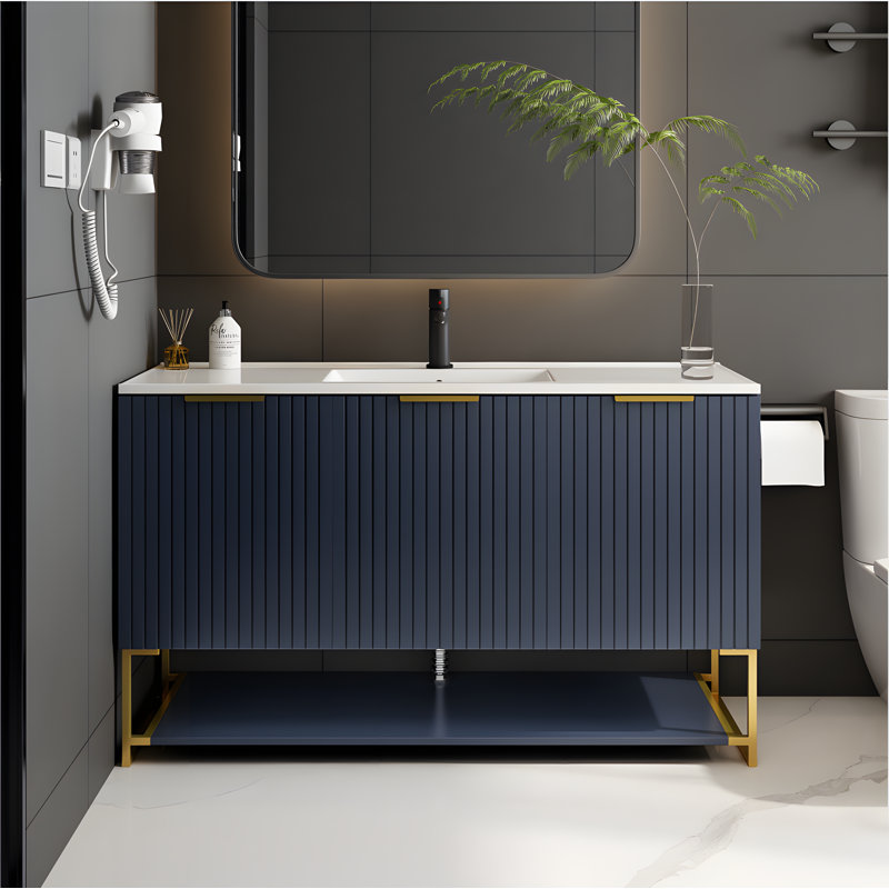 Mercer41 Obey 48.03'' Modern Luxurious Bathroom Vanity with Ceramic Top ...